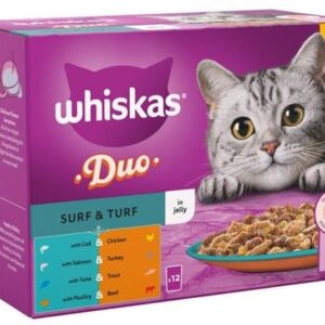 WHISKAS® Duo Surf & Turf in Jelly 1+ Adult Wet Cat Food Pouches