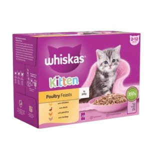 Whiskas Kitten 2-12 Months Poultry Feasts In Jelly Wet Food Pouches